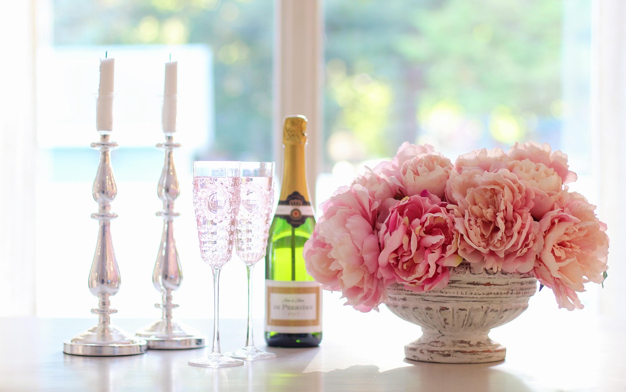 Champagne Toast with Flowers